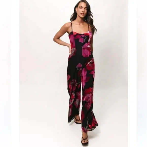 NWT Hutch Nalini Jumpsuit Floral Velvet Size 14
